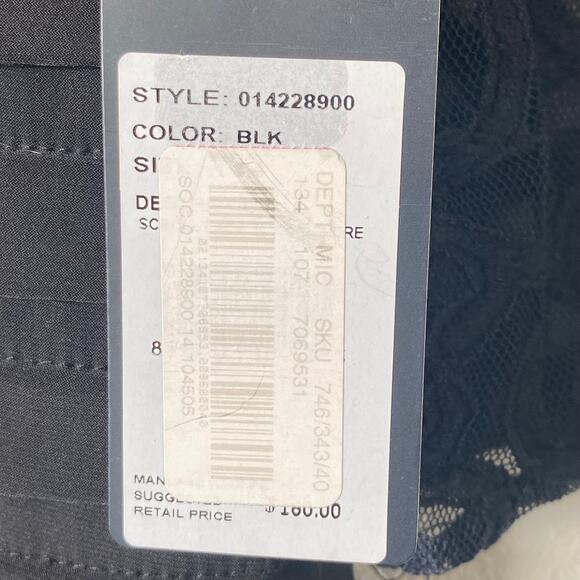 NEW ADRIANNA PAPELL Lace Sleeve Shutter Pleated Sheath Dress Size 14 Black - Picture 5 of 6